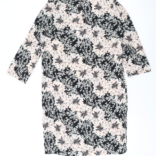 Dorothy Perkins Womens Pink Floral Polyester A-Line Size L Round Neck Button