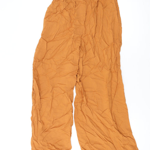 H&M Womens Yellow Viscose Trousers Size XS L23 in Regular