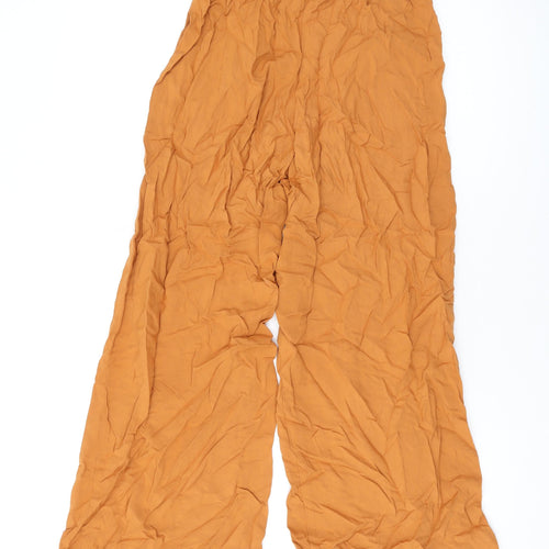 H&M Womens Yellow Viscose Trousers Size XS L23 in Regular