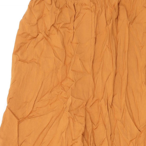 H&M Womens Yellow Viscose Trousers Size XS L23 in Regular