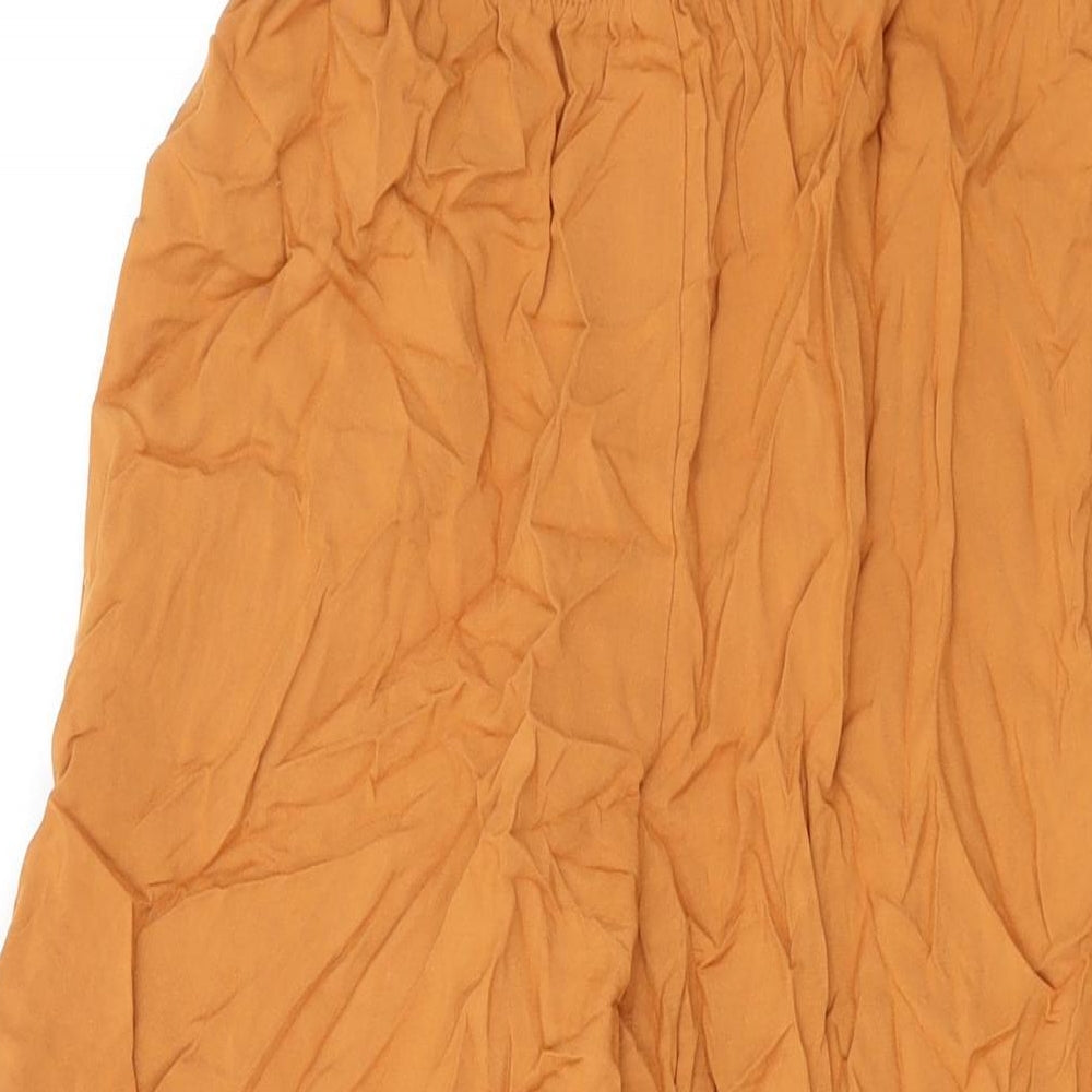 H&M Womens Yellow Viscose Trousers Size XS L23 in Regular