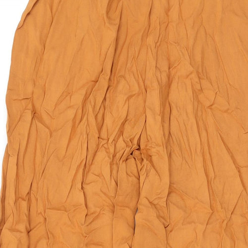 H&M Womens Yellow Viscose Trousers Size XS L23 in Regular