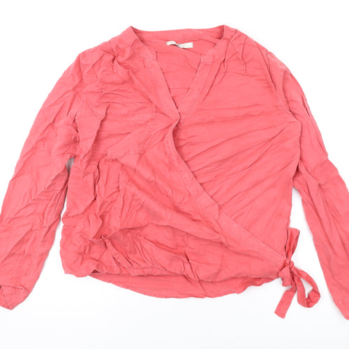 NEXT Womens Pink Polyester Basic Blouse Size 12 V-Neck