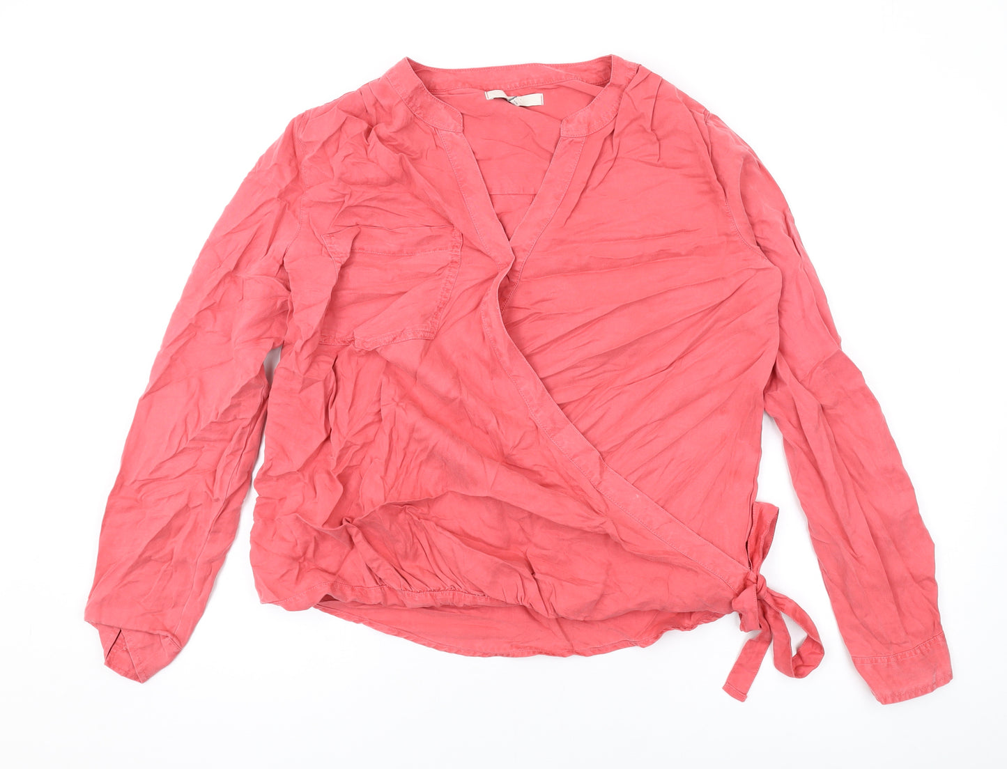 NEXT Womens Pink Polyester Basic Blouse Size 12 V-Neck
