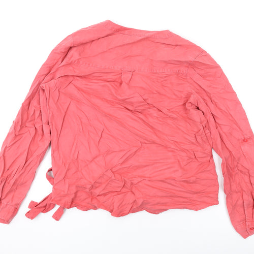 NEXT Womens Pink Polyester Basic Blouse Size 12 V-Neck