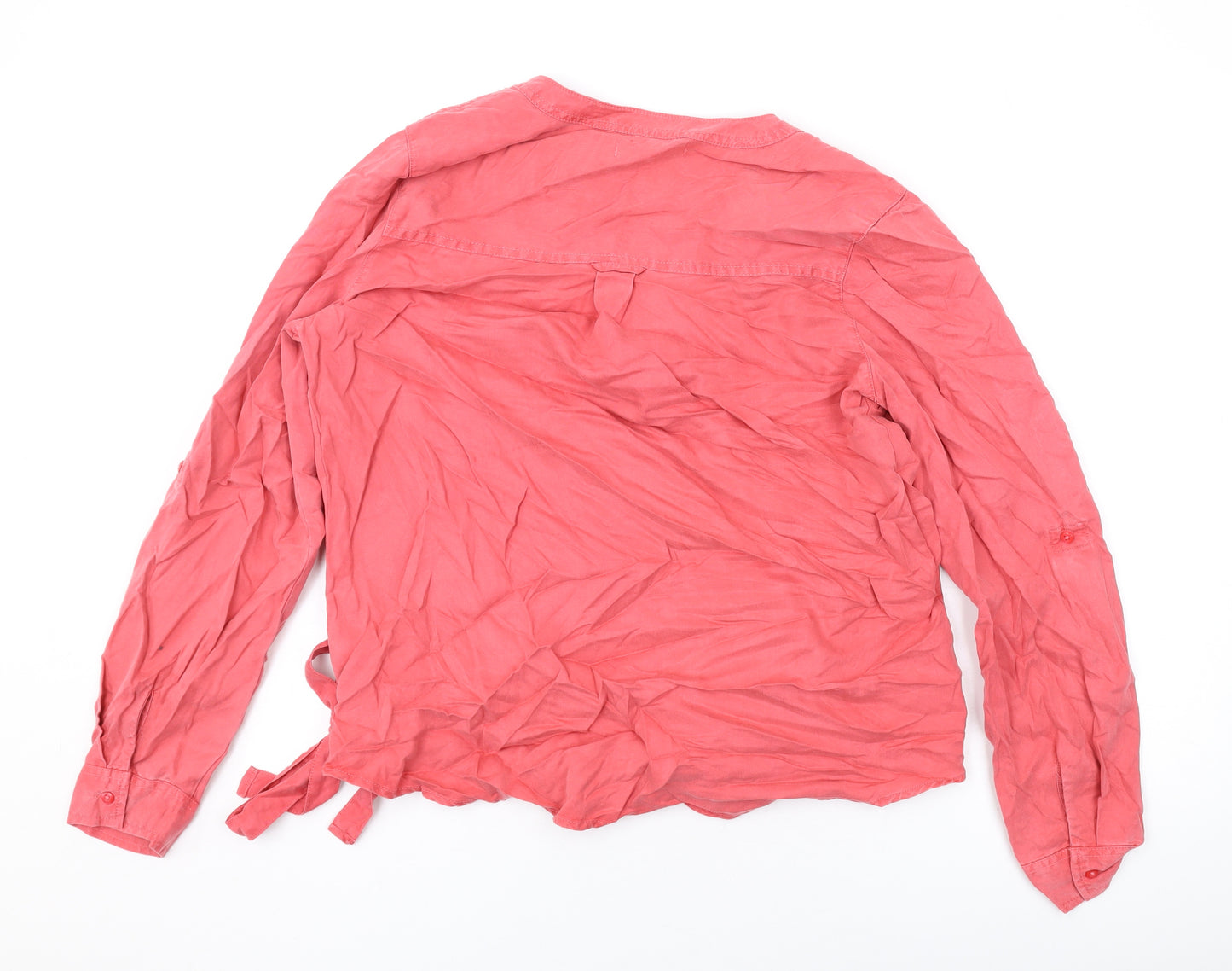 NEXT Womens Pink Polyester Basic Blouse Size 12 V-Neck