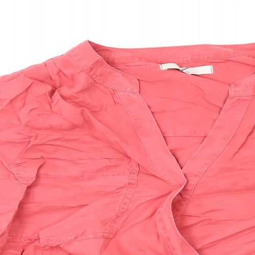 NEXT Womens Pink Polyester Basic Blouse Size 12 V-Neck