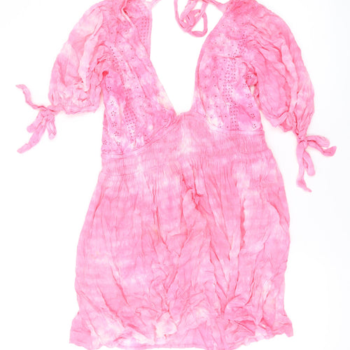 ASOS Womens Pink Viscose A-Line Size 8 V-Neck Pullover