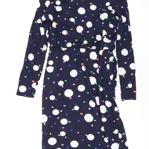 Phase Eight Womens Blue Polka Dot Viscose Bodycon Size 12 Boat Neck Pullover