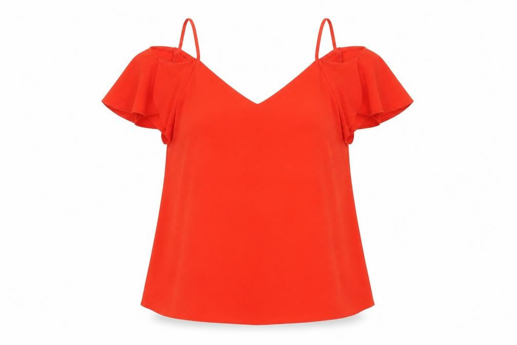 River Island Womens Red Polyester Basic Blouse Size 10 V-Neck