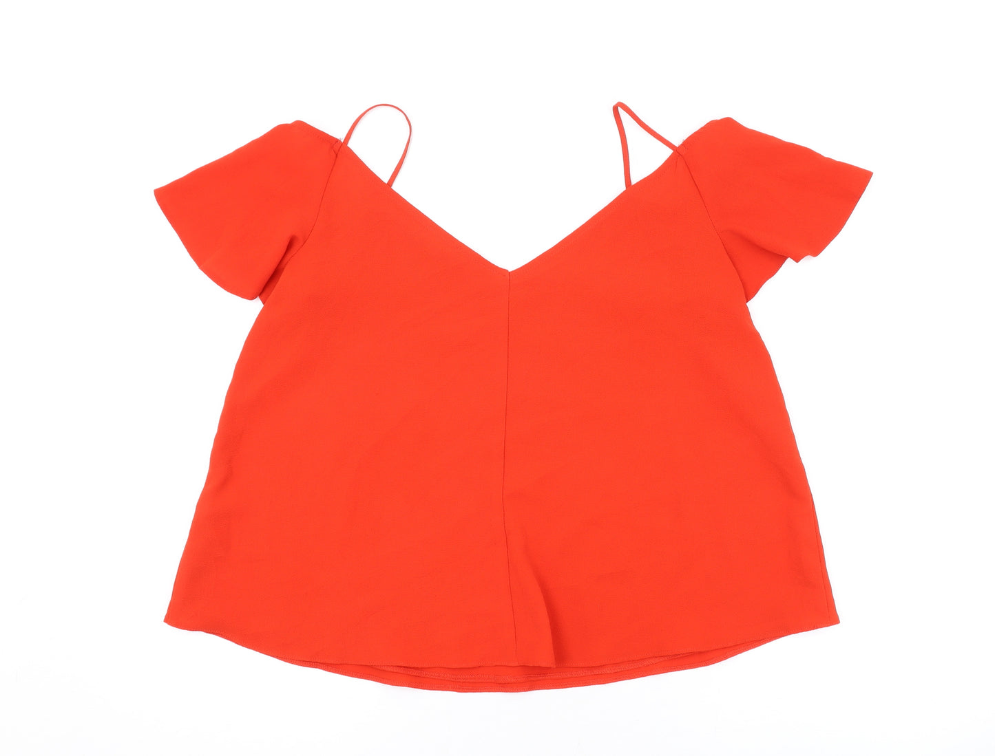 River Island Womens Red Polyester Basic Blouse Size 10 V-Neck