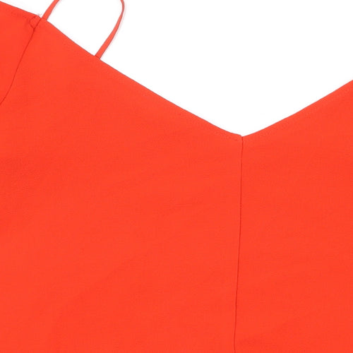 River Island Womens Red Polyester Basic Blouse Size 10 V-Neck