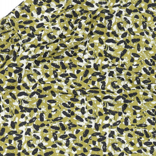 Topshop Womens Green Animal Print Polyester Basic Button-Up Size 10 Collared