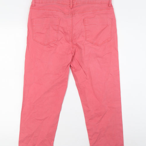 Marks and Spencer Womens Pink Cotton Cropped Jeans Size 14 L21 in Regular Zip