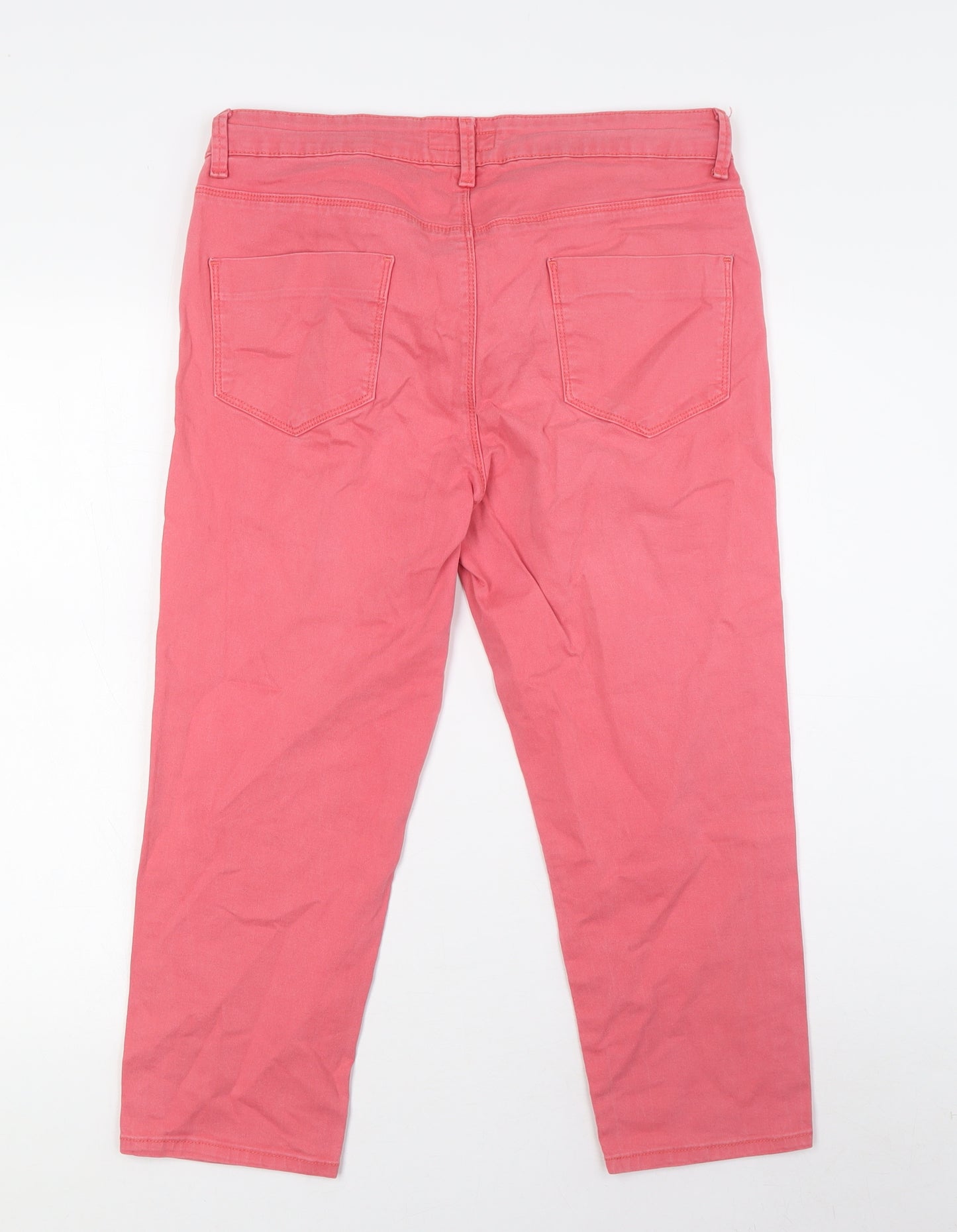 Marks and Spencer Womens Pink Cotton Cropped Jeans Size 14 L21 in Regular Zip
