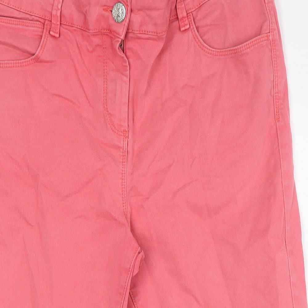 Marks and Spencer Womens Pink Cotton Cropped Jeans Size 14 L21 in Regular Zip