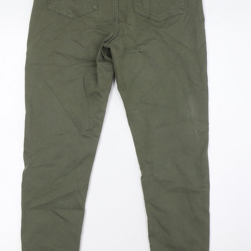 Marks and Spencer Womens Green Herringbone Cotton Skinny Jeans Size 10 L28.5 in Regular Zip