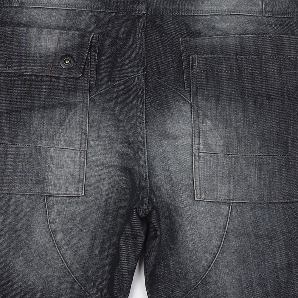 TU Mens Black Cotton Bermuda Shorts Size 38 in Regular Button