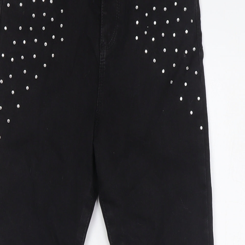 Debenhams Girls Black Cotton Skinny Jeans Size 9-10 Years L24 in Regular Zip - Sequins