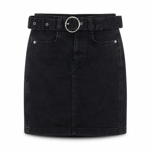 Denim & Co. Womens Black Chlorofibre A-Line Skirt Size 6 Zip - Belted