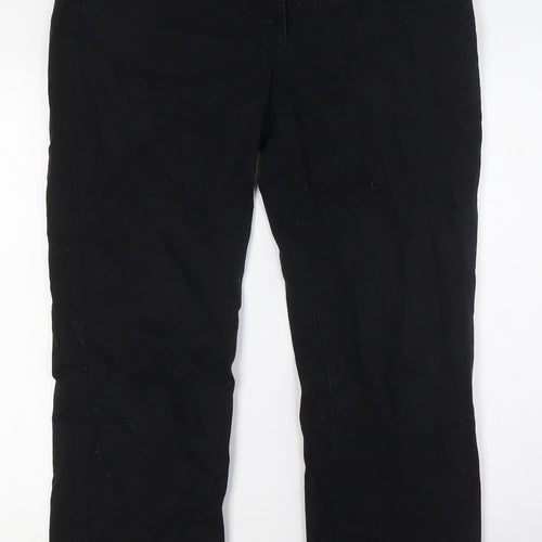M&Co Womens Black Cotton Straight Jeans Size 16 L29 in Regular Zip