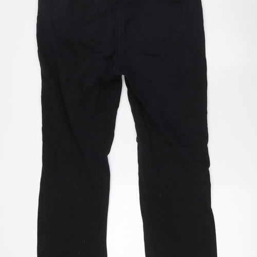 M&Co Womens Black Cotton Straight Jeans Size 16 L29 in Regular Zip
