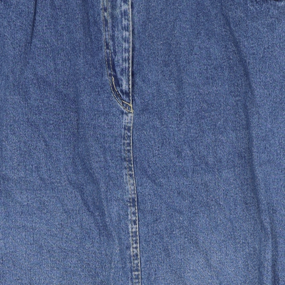 New Frontier Womens Blue Cotton A-Line Skirt Size 18 Button