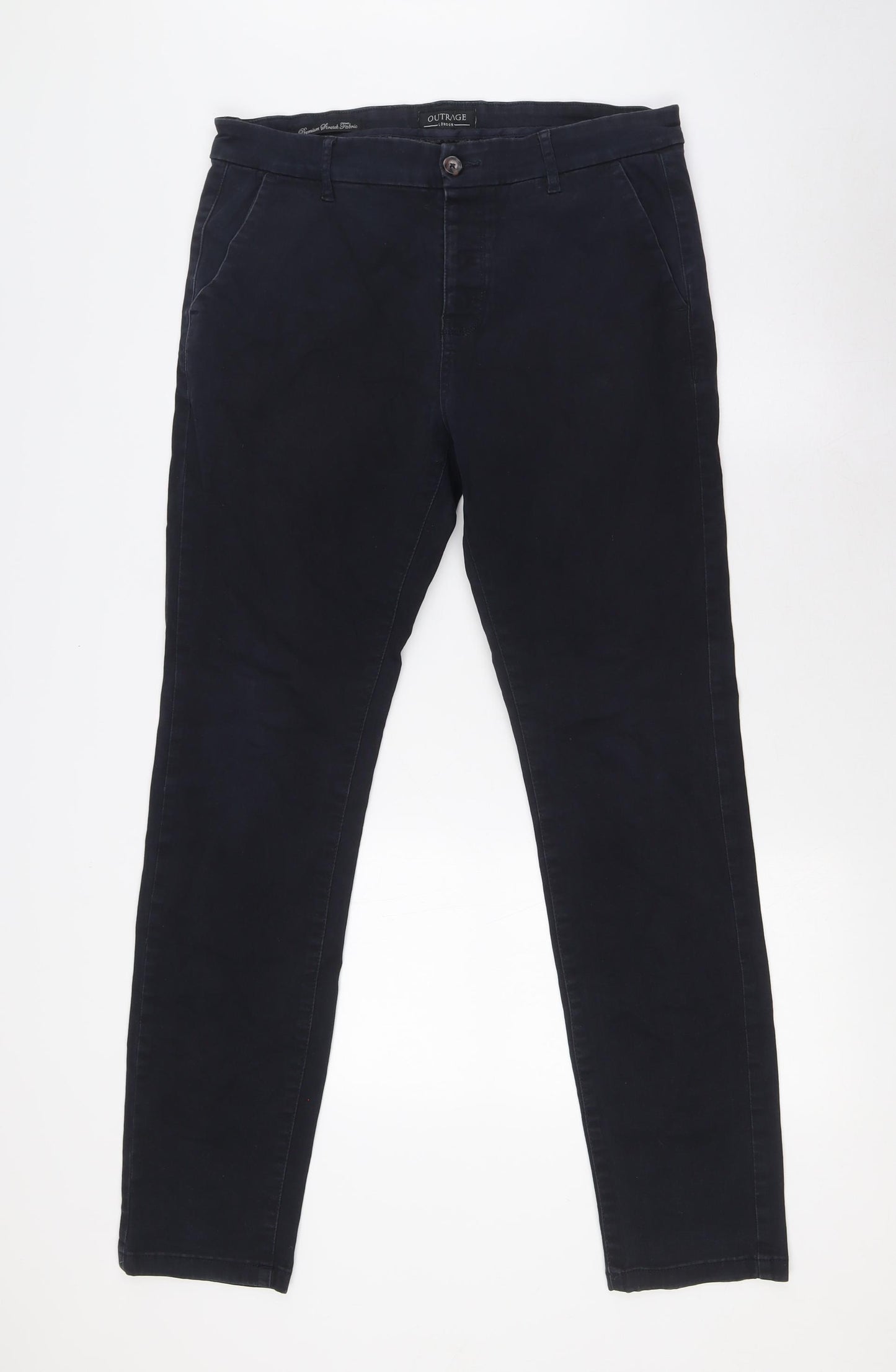 Outrage London Mens Black Cotton Cargo Trousers Size 32 in L31 in Regular Button