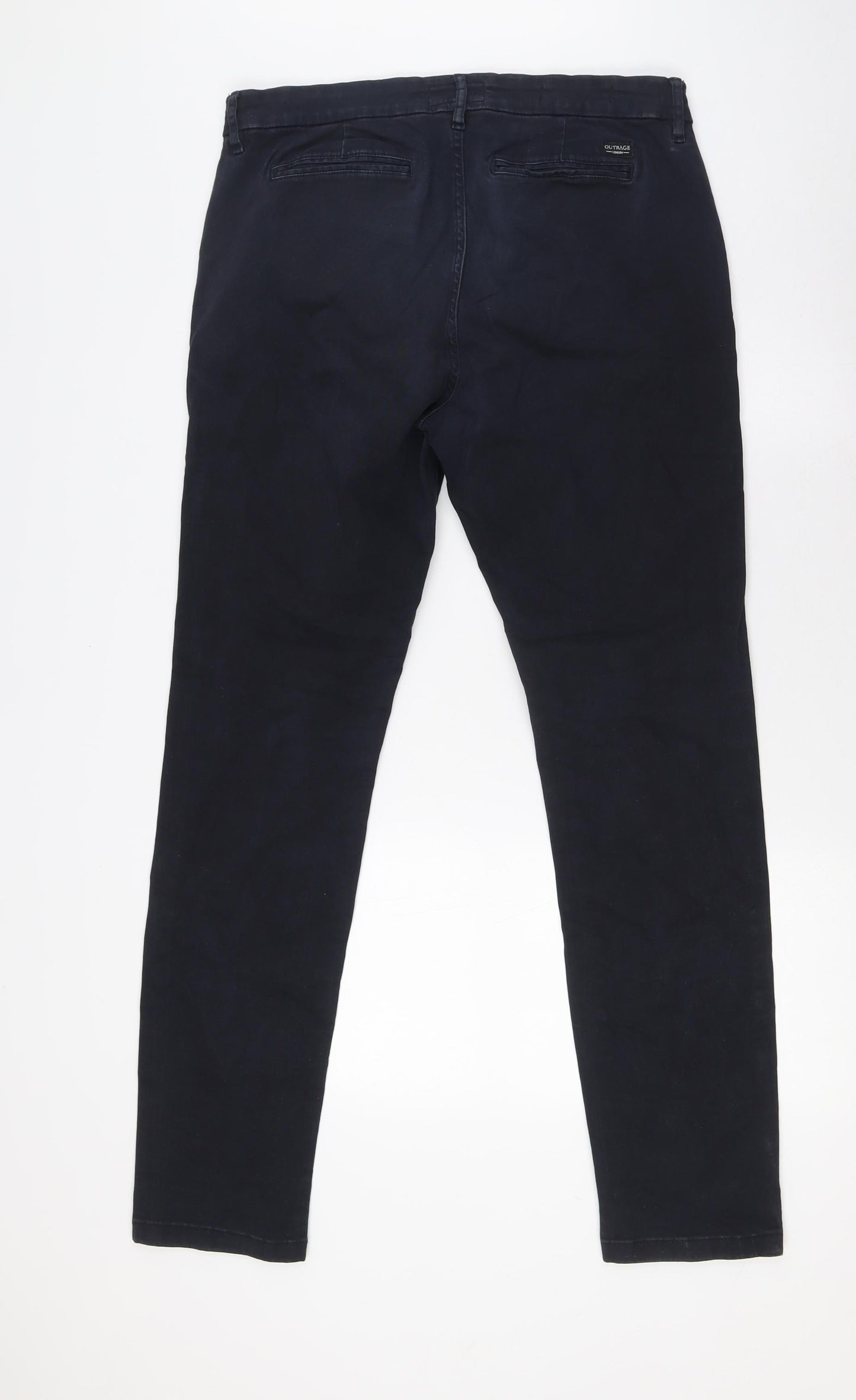 Outrage London Mens Black Cotton Cargo Trousers Size 32 in L31 in Regular Button