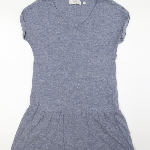 NEXT Womens Blue Cotton A-Line Size 8 V-Neck
