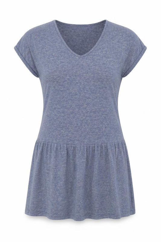 Front view of Next women’s blue cotton a-line, size UK 8, v-neck