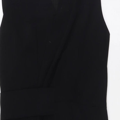Hamburger Studio Womens Black Polyester Wrap Dress Size L V-Neck Zip