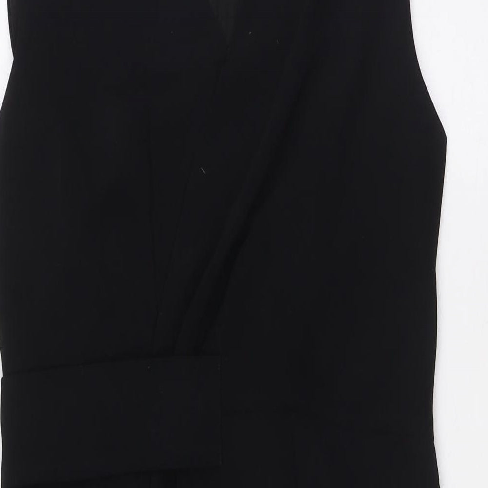 Hamburger Studio Womens Black Polyester Wrap Dress Size L V-Neck Zip