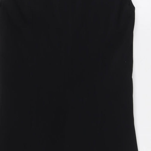 Hamburger Studio Womens Black Polyester Wrap Dress Size L V-Neck Zip