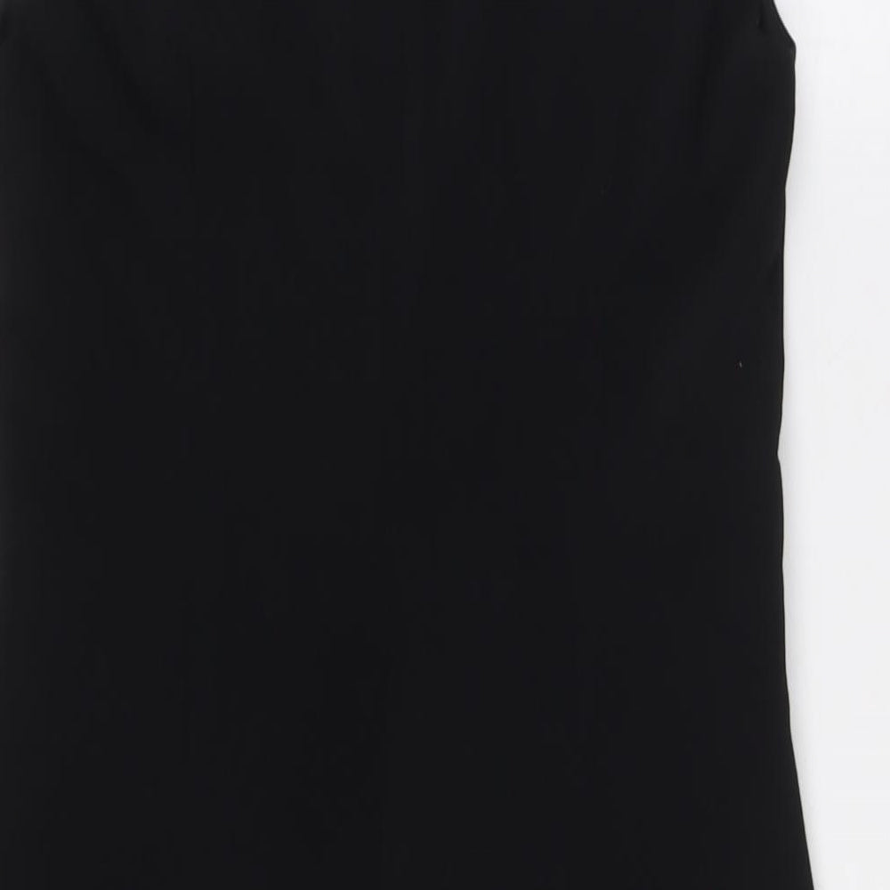 Hamburger Studio Womens Black Polyester Wrap Dress Size L V-Neck Zip