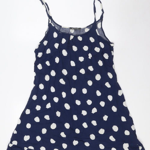 Bonmarché Womens Blue Polka Dot Viscose A-Line Size 14 Scoop Neck