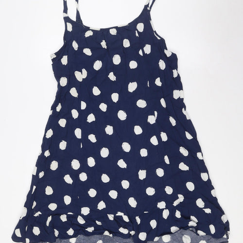 Bonmarché Womens Blue Polka Dot Viscose A-Line Size 14 Scoop Neck