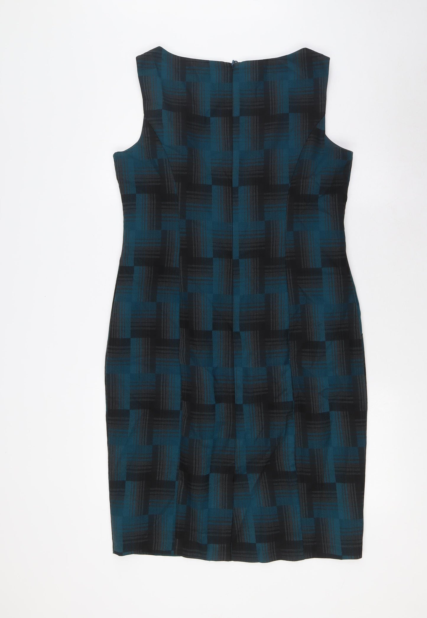 Marks and Spencer Womens Green Polyester Pencil Dress Size 14 Scoop Neck Zip