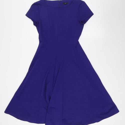 M&Co Womens Blue Polyester A-Line Size 10 Scoop Neck Zip