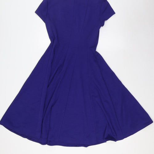M&Co Womens Blue Polyester A-Line Size 10 Scoop Neck Zip