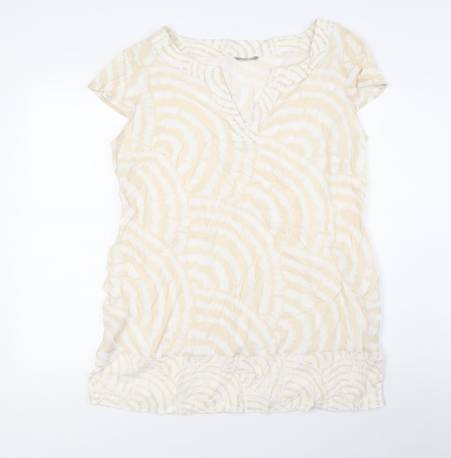 Marks and Spencer Womens Beige Linen Basic T-Shirt Size 16 Sweetheart