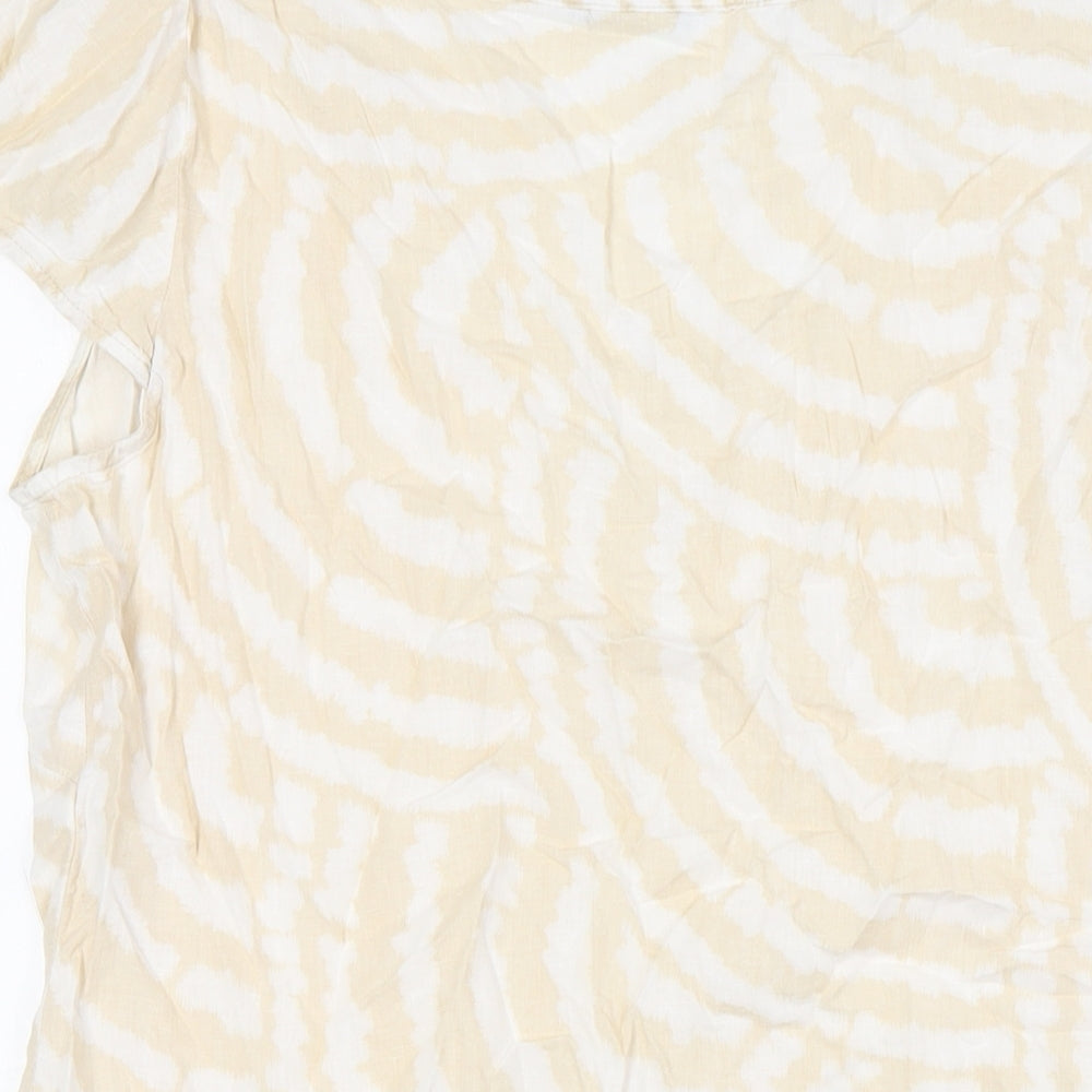 Marks and Spencer Womens Beige Linen Basic T-Shirt Size 16 Sweetheart