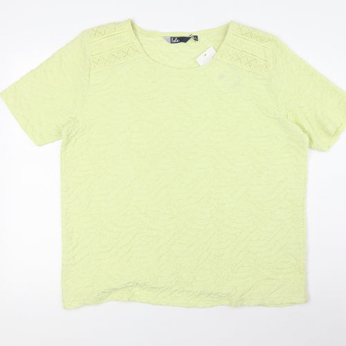 Isle Womens Yellow Polyester Basic T-Shirt Size XL Round Neck - Textured