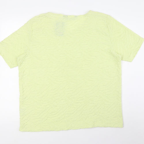 Isle Womens Yellow Polyester Basic T-Shirt Size XL Round Neck - Textured