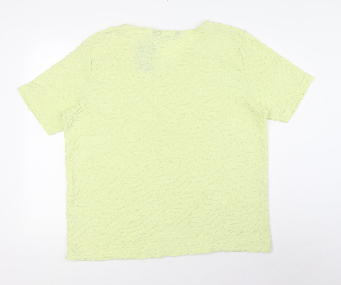 Isle Womens Yellow Polyester Basic T-Shirt Size XL Round Neck - Textured
