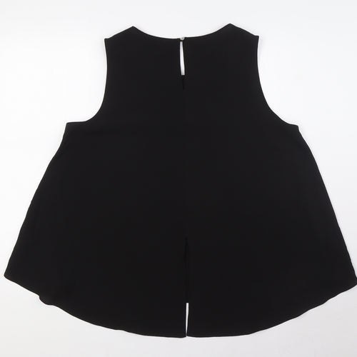Dorothy Perkins Womens Black Polyester Basic Blouse Size 16 Boat Neck - Beaded Neck