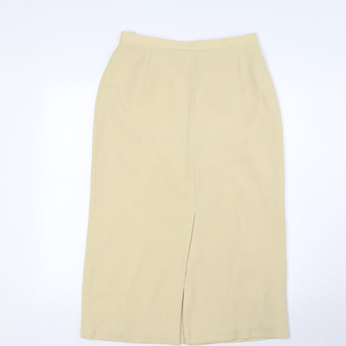 St Michael Womens Gold Polyester Straight & Pencil Skirt Size 12 Zip