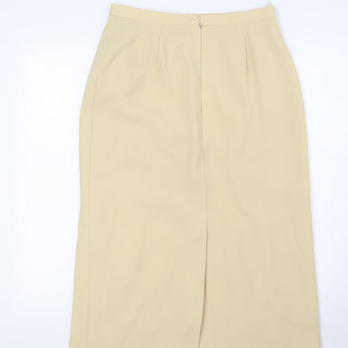 St Michael Womens Gold Polyester Straight & Pencil Skirt Size 12 Zip