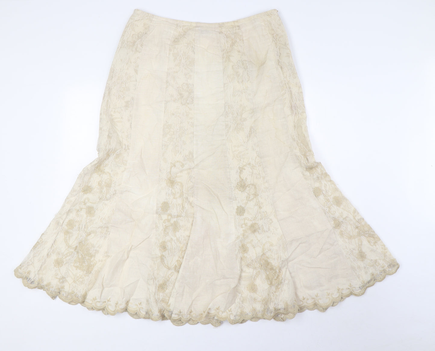 Per Una Womens Beige Linen A-Line Skirt Size 10 Zip
