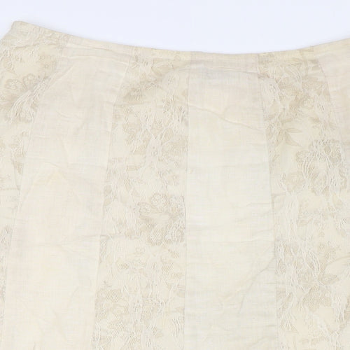 Per Una Womens Beige Linen A-Line Skirt Size 10 Zip